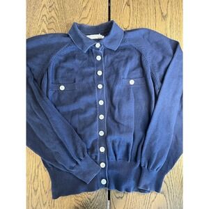 JH collectibles Cotton Sweater Cardigan Navy M Medium Women's